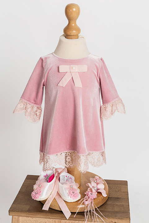 rochie velveteen pink baby