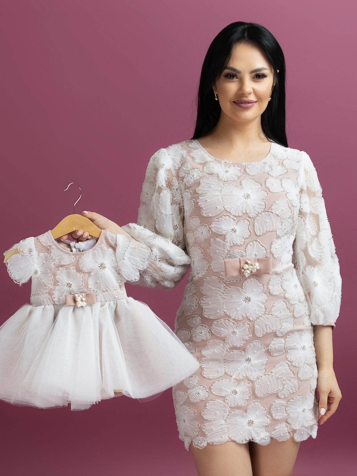 Rochie Botez Flowers Lace