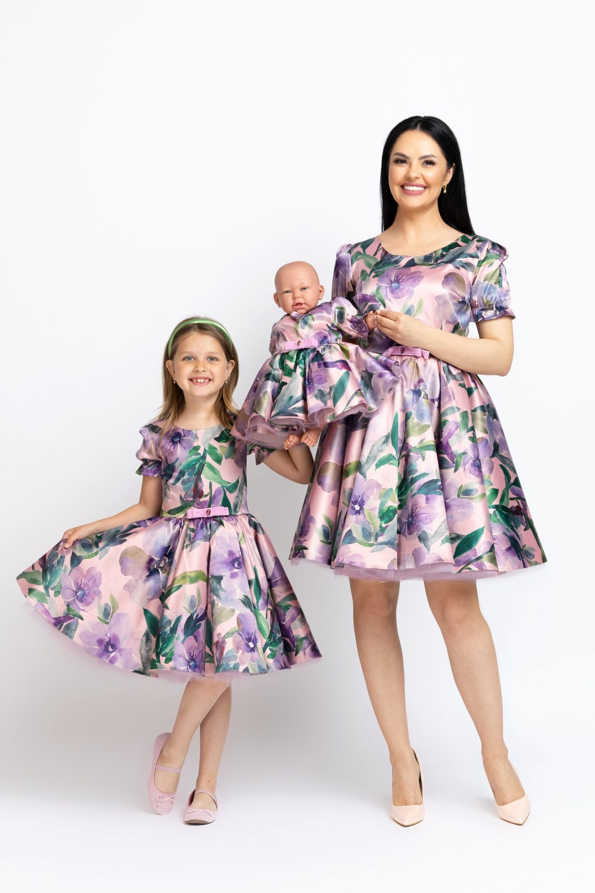 Rochie Mama Fiica Bebe Satin Silk