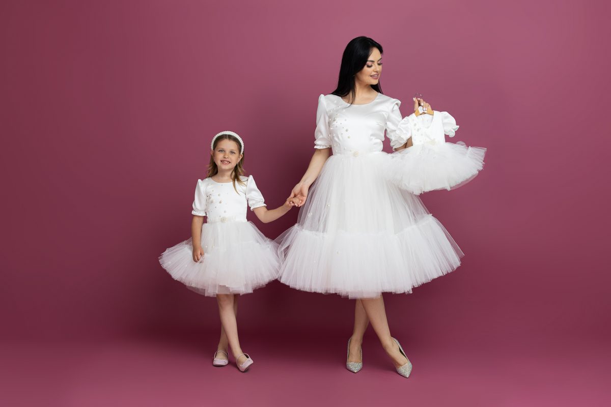Rochie Mama Fiica Bebe White Swan