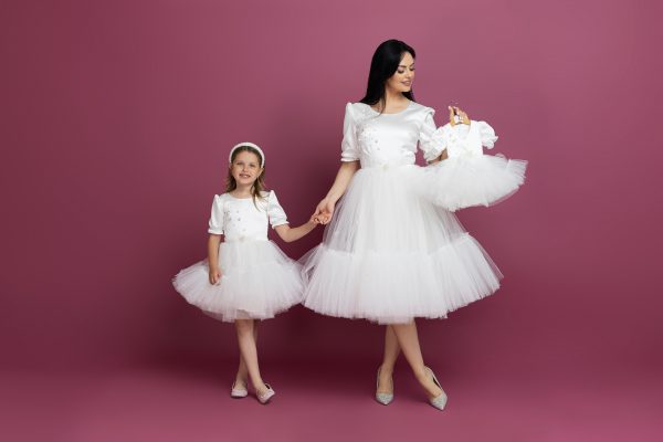 Rochie Mama Fiica Bebe White Swan
