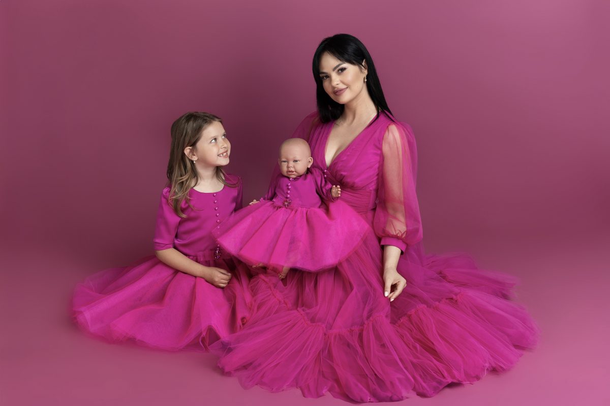 Rochii Mama Fiica Bebe Fucsia Midi