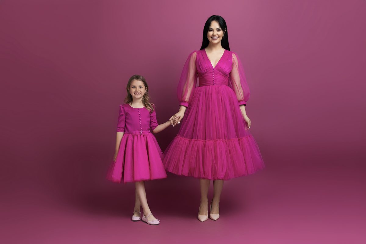 Rochii Mama Fiica Fucsia Midi