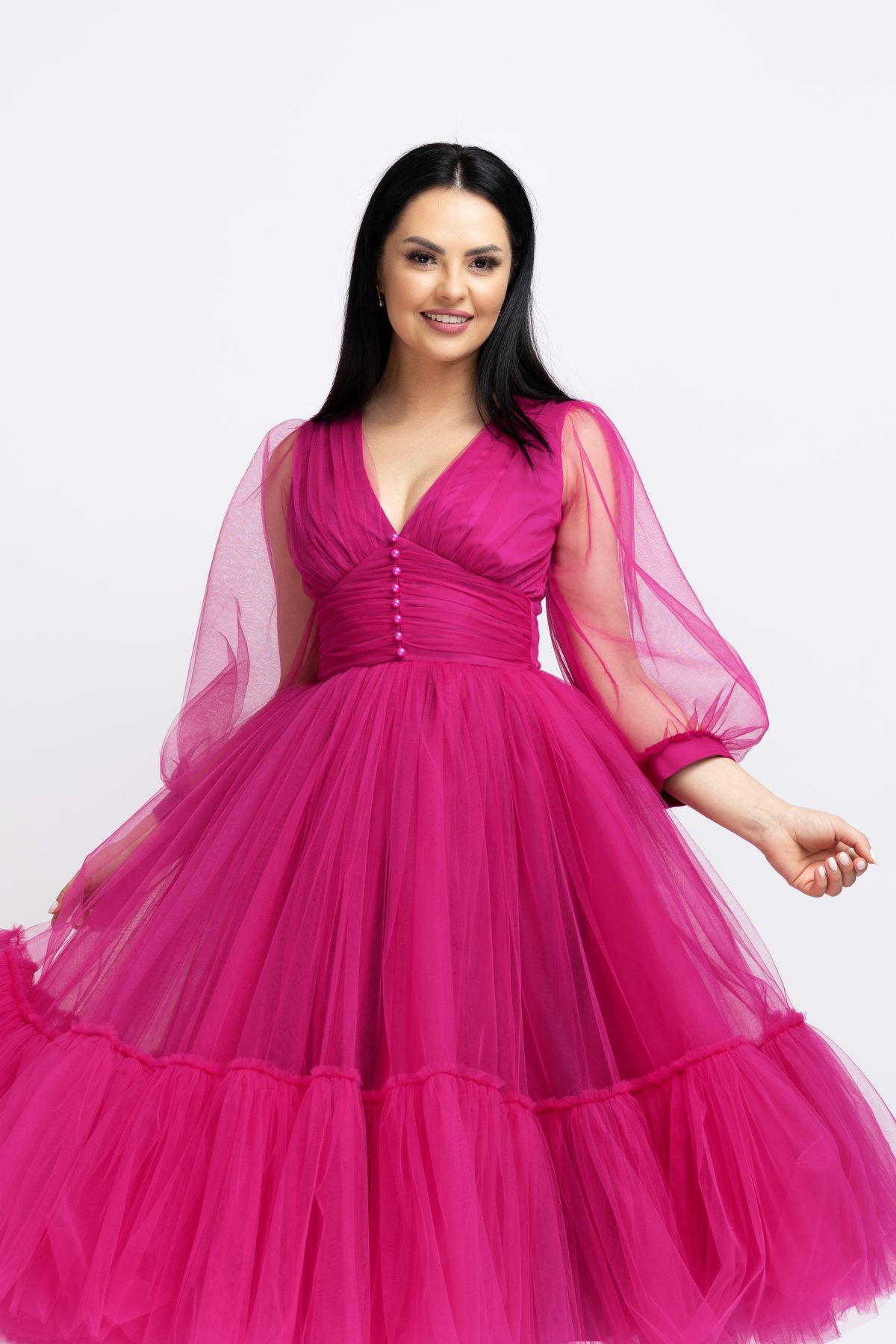 Rochii Ocazie Fucsia Midi