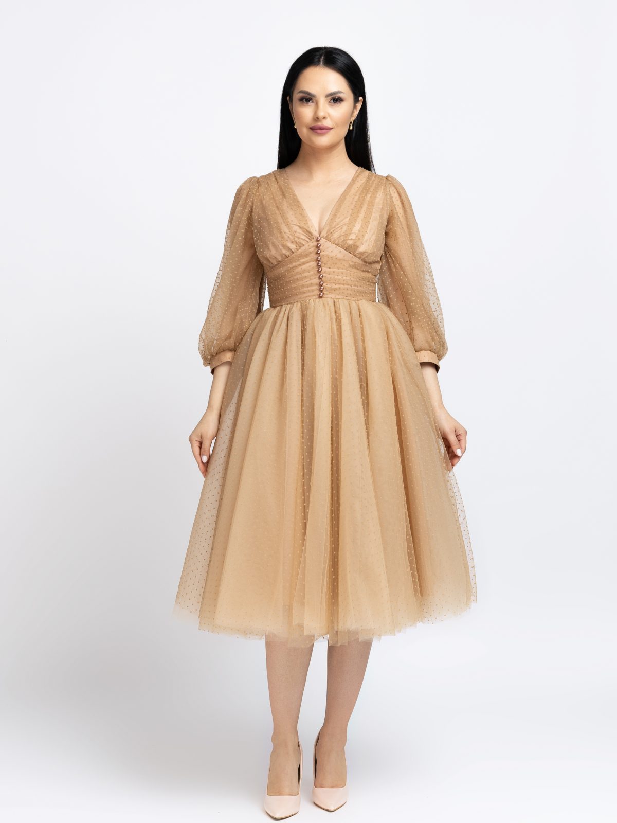 Rochie Dama Beige Polka Dots