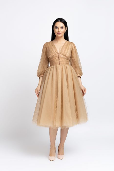 Rochie Dama Beige Polka Dots