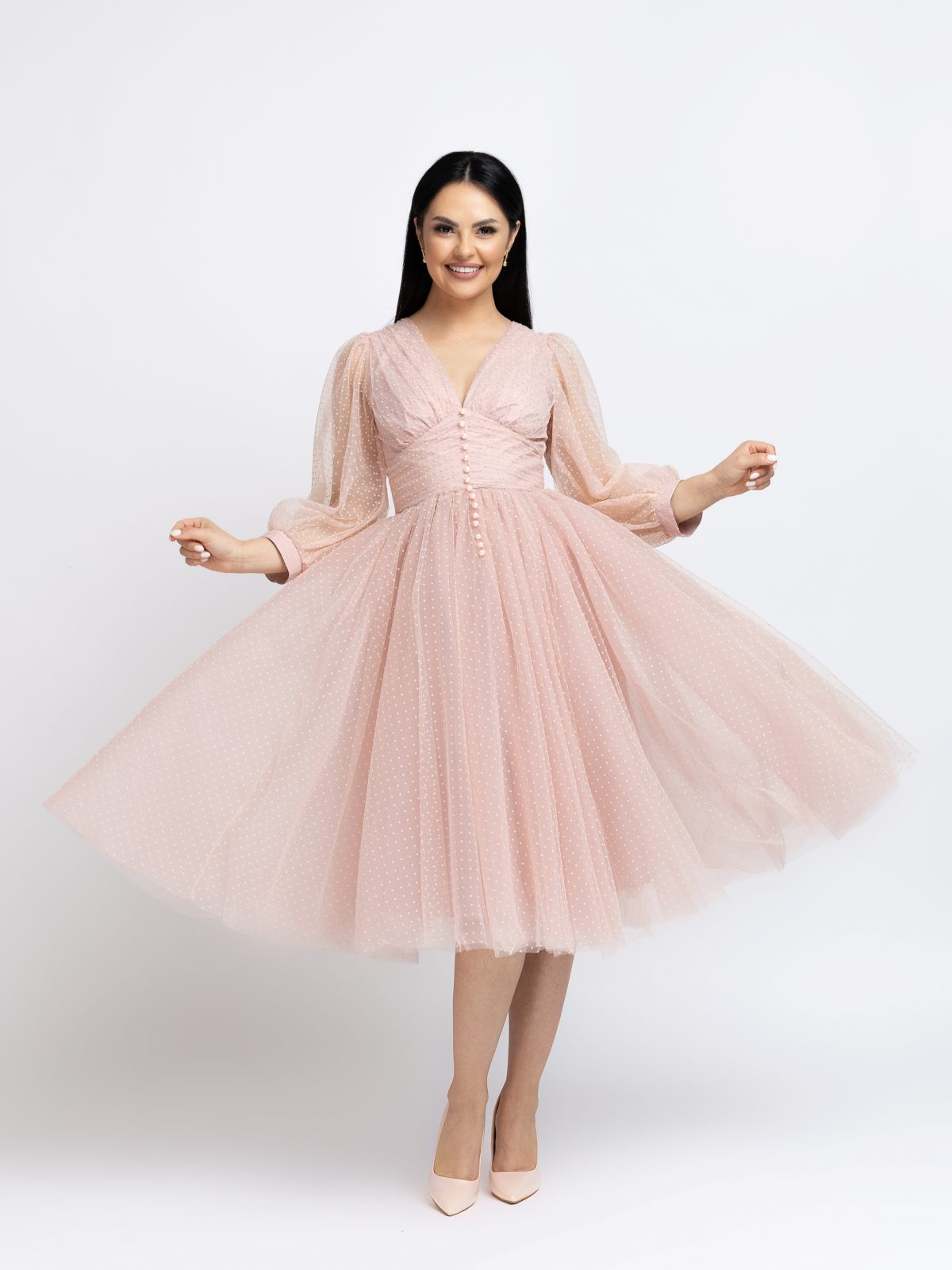 Rochie Dama Pink Polka Dots
