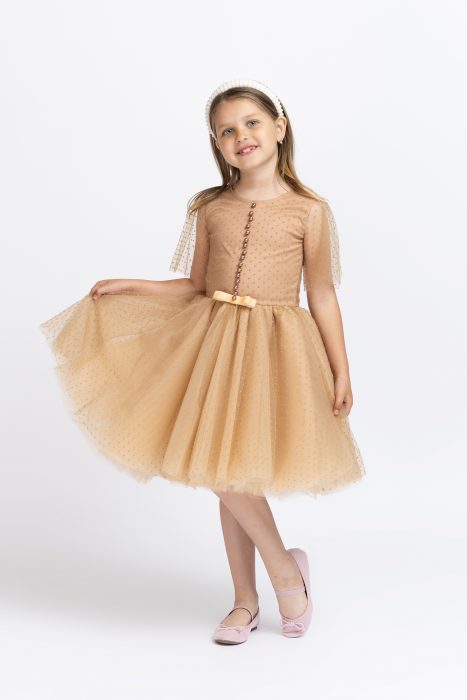 Rochie Fetita Beige Polka Dots